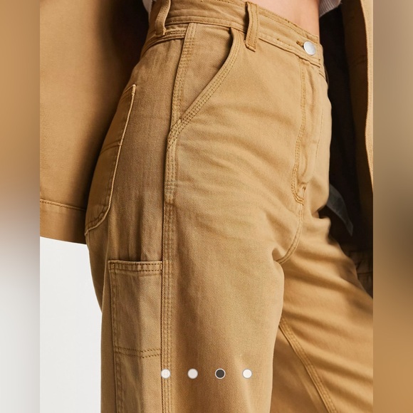 Top Shop co-ord straight leg casual trouser cargo in washed camel size US 6 NWT - Picture 11 of 11